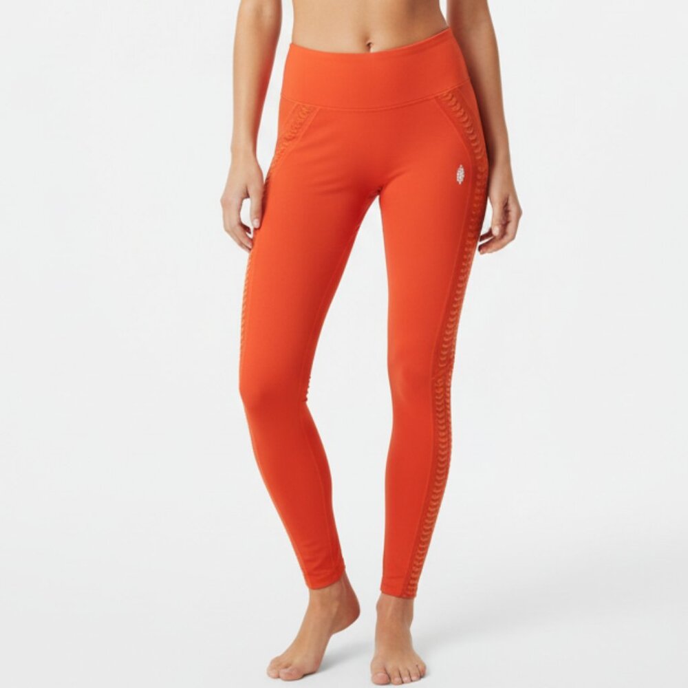 NWT FP Movement Kyoto High Rise Leggings Mandarin Red Mesh Detail – Women’s S
